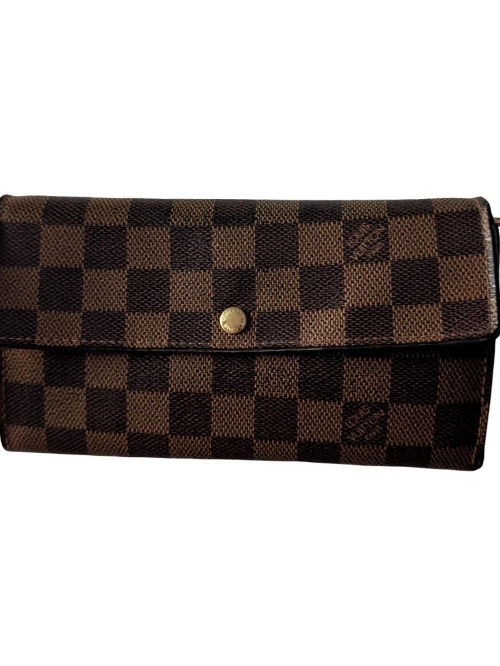 Louis Vuitton Brown Checked Wallet Clutch Purse Shoulder Bag Vintage Iconic
